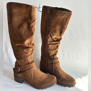 🆕 Cliff’s by White Mountain Women’s 7.5 Tall Low Heel Suedette Zip Side Boots